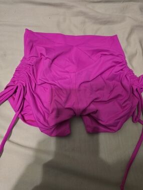 Women’s High-Waist Ruched Drawstring Shorts - Bright Magenta